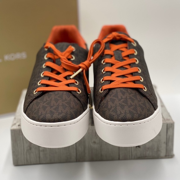 Michael Kors Poppy Lace Up Sneakers Tangerin - Picture 9 of 13